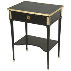 Antique French Louis XVI Style End or Side Table in an Ebonized Mahogany Finish