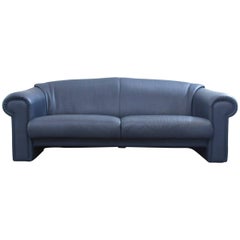 Brühl & Sippold Designer Sofa Leather Blue Twoseater Modern