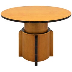 Original Art Deco Centre Table in Satin Maple Veneers with Macassar Ebony