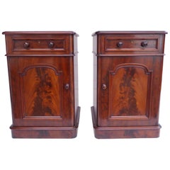 Pair of Victorian Flame Mahogany Bedside Cabinets