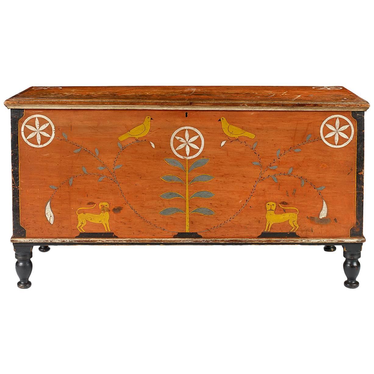 Centre County Pennsylvania Painted Poplar Dower Chest For Sale