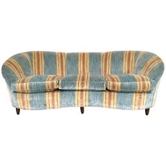 Wonderful Velvet Sofa in the Style of Gio Ponti, Italy, 1950s 