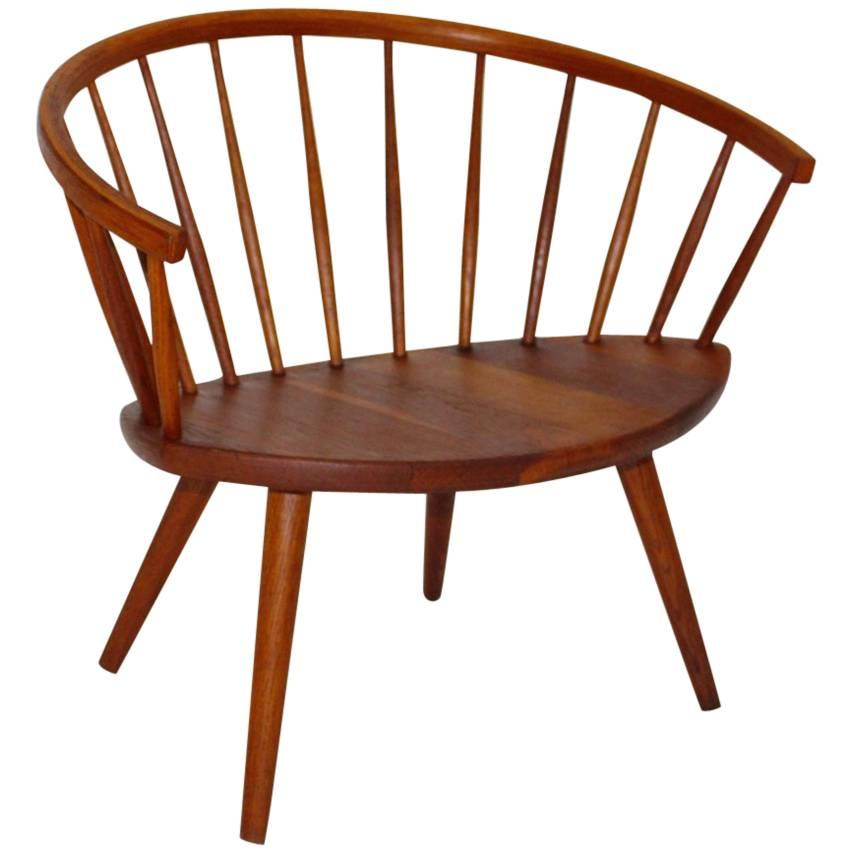 Scandinavian Modern Oak Vintage Lounge Chair Arka by Yngve Ekström Sweden, 1955