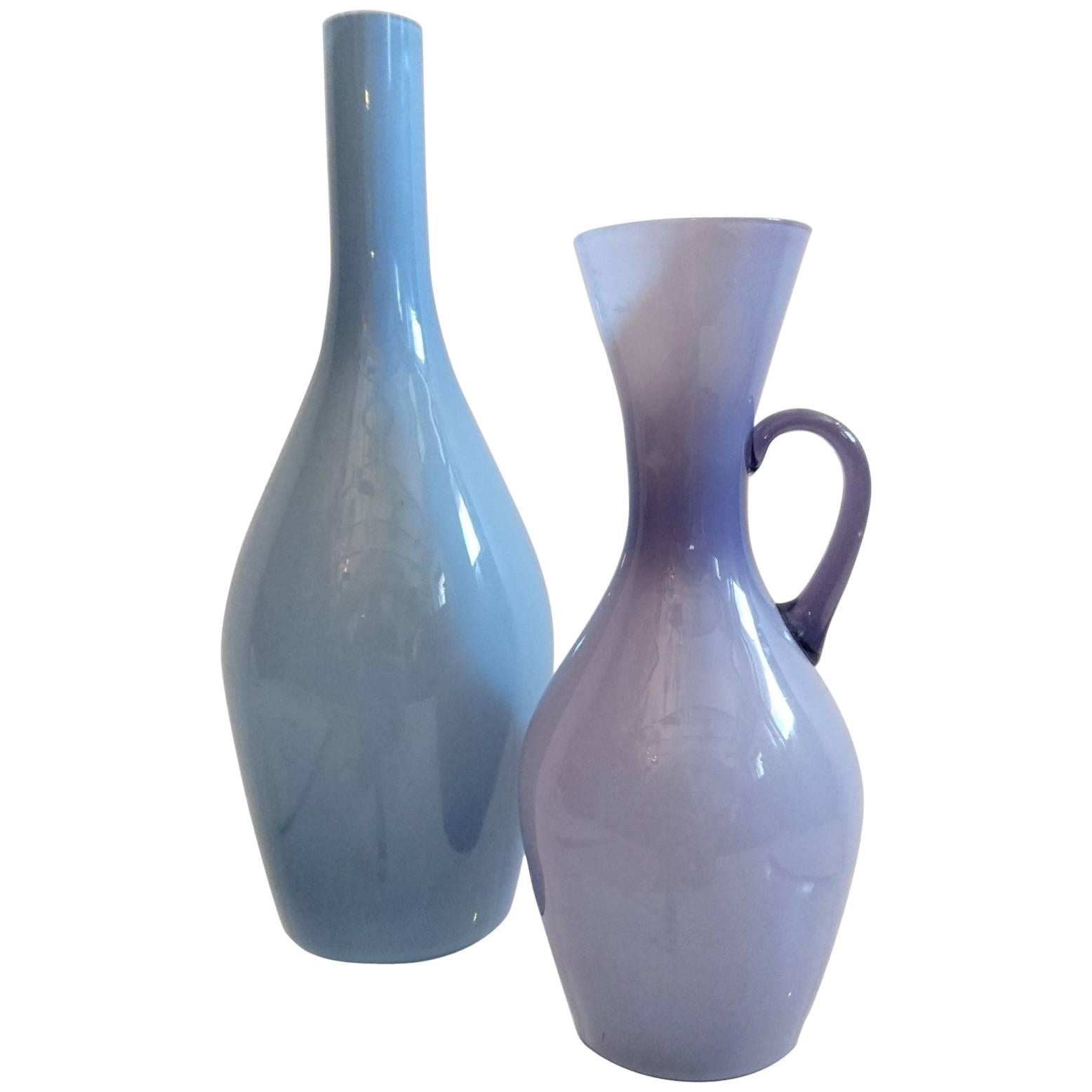 Two Mid-Century Swedish Glass Vases by Ekenäs