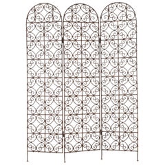 Hand-Forged Moroccan Iron Folding Screen, Room Divider, Garden Screen