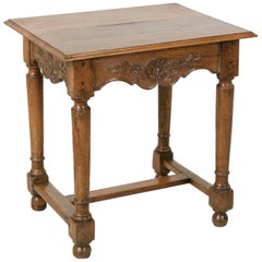 Late 19th Century French Hand-Carved and Hand Pegged Oak Side Table, End Table