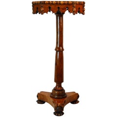 A William IV Parquetry Candle Stand with Octagonal Top and Gothic Themed Apron