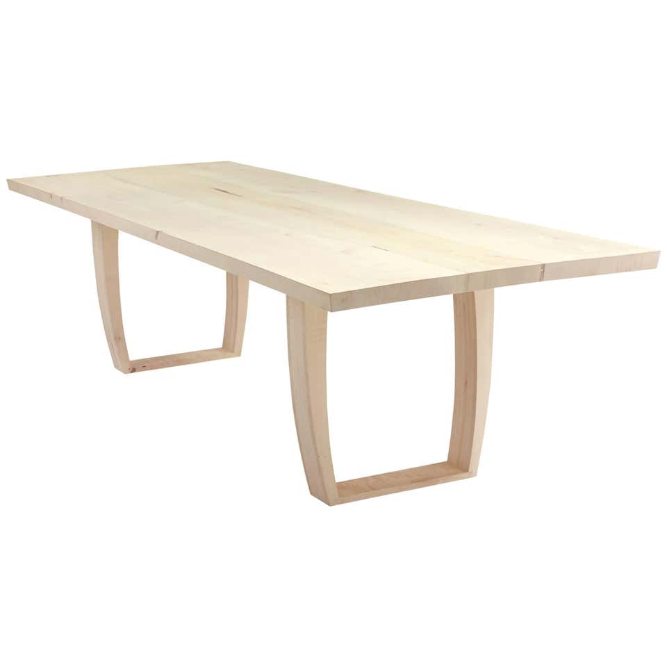 Contemporary ripple sycamore table, white oil finish . In stock at 1stDibs
