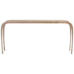 Contemporary ash console table, hand carved, edition of five, two in stock.