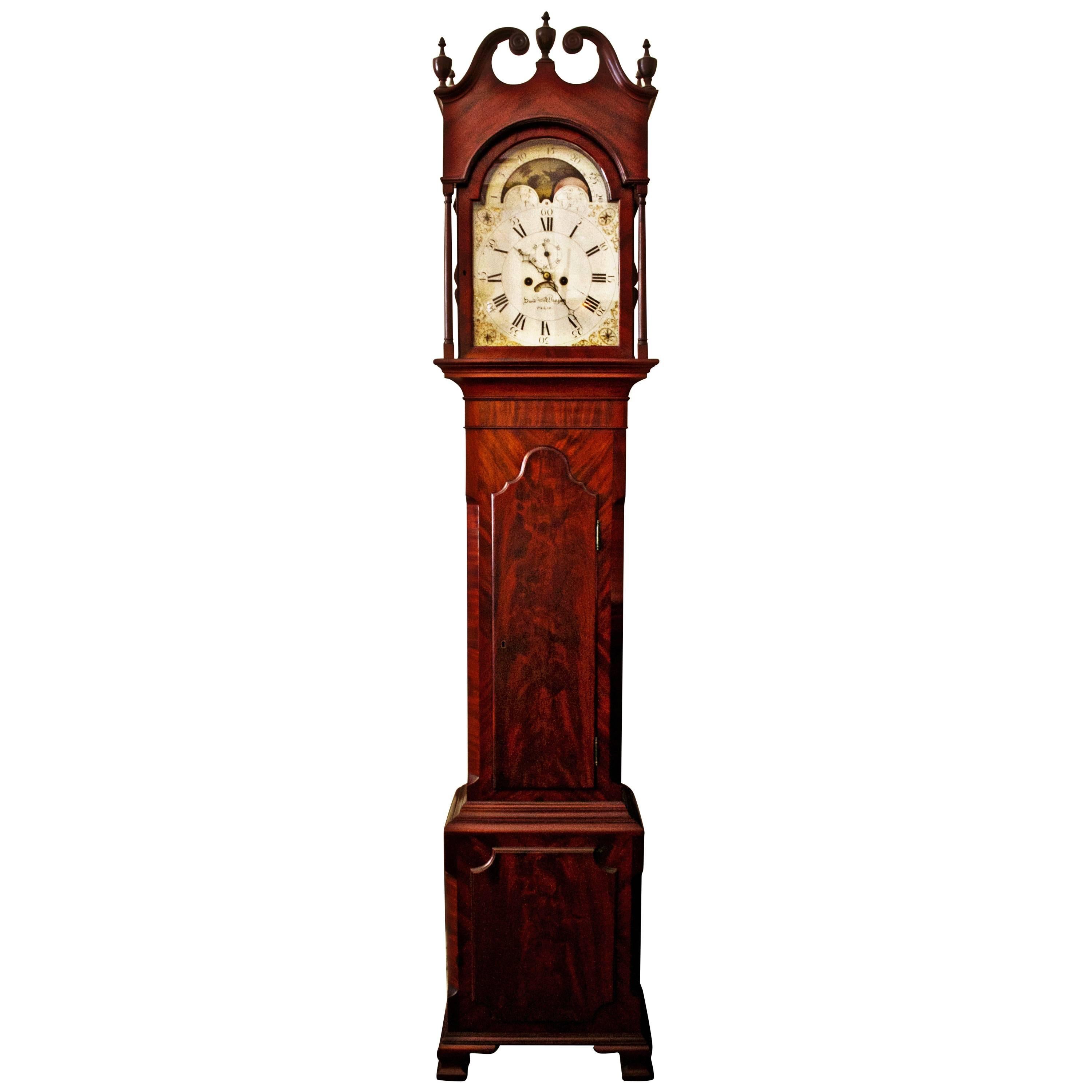 American Federal Mahogany Tall Case Clock, David Weatherly, Philadelphia