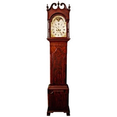 Antique American Federal Mahogany Tall Case Clock, David Weatherly, Philadelphia