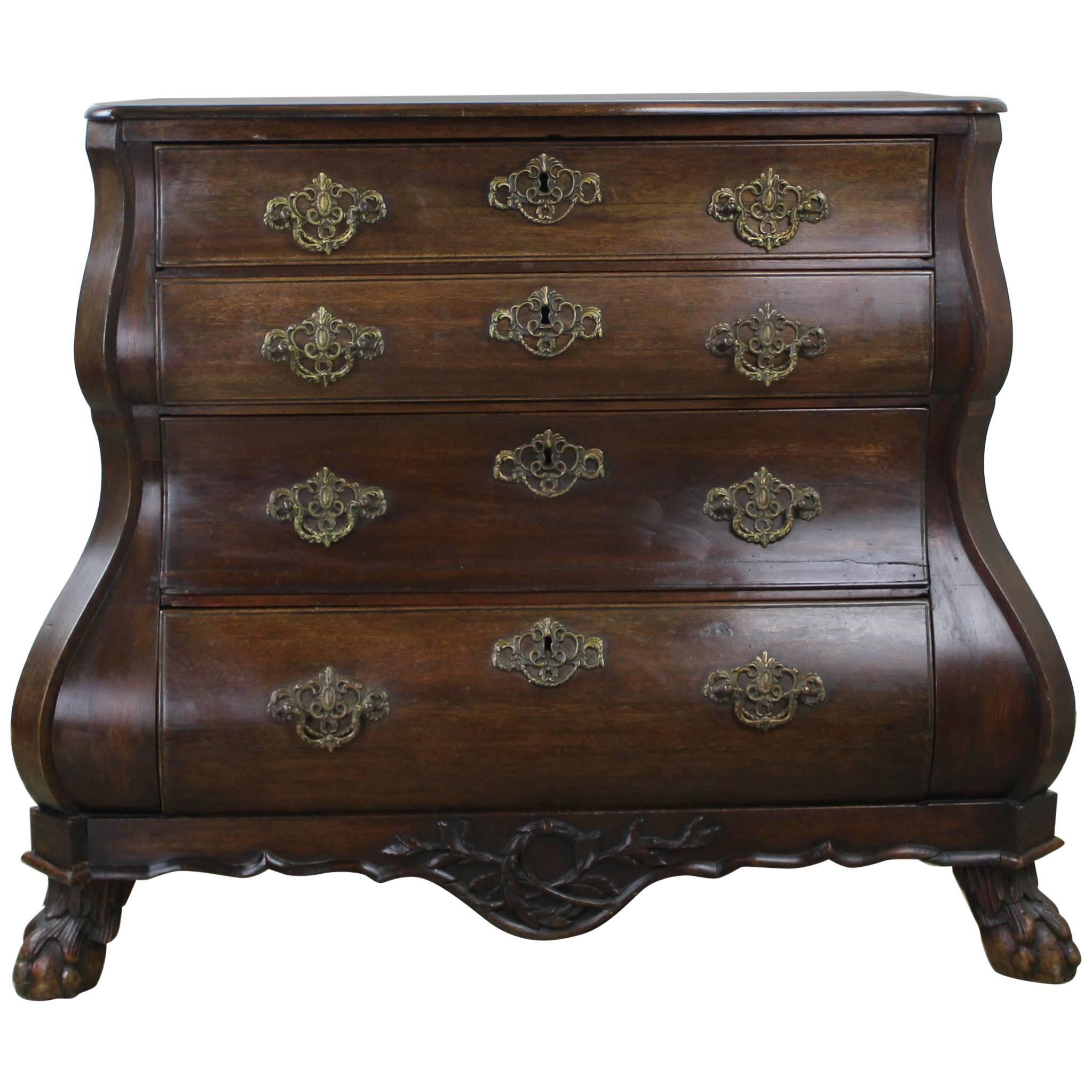 18th Century Dutch Oak Bombe Chest or Commode For Sale
