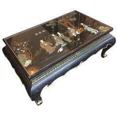 Rectangular Black and Gold Chinoiserie Coffee Table