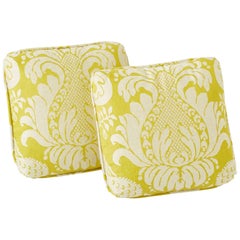 Schumacher Alessandra Branca Anna Damask Acid Green Two-Sided 18" Pillow, Pair