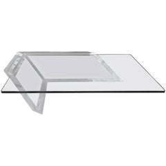 Charles Hollis Jones Style Lucite and Glass Coffee Table