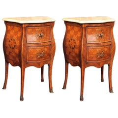 Pair of 18th Century Italian Marquetry Commodini