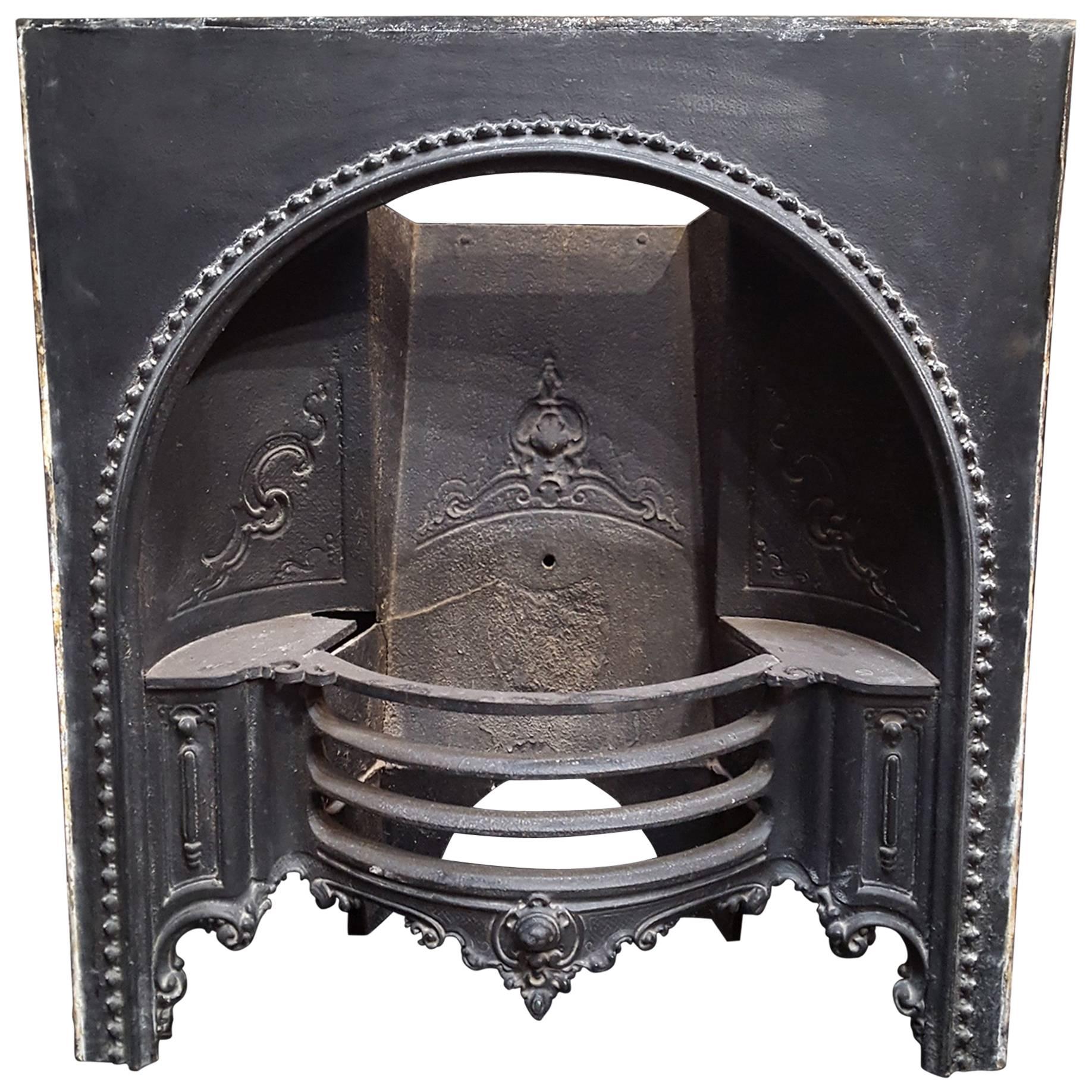 Original Cast Iron English Fireplace, Early Victorian Hob Grate For Sale