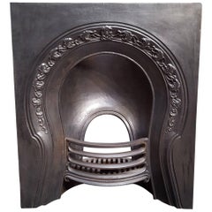 Used Original Cast Iron English Fireplace, Decorative Dancing Horseshoe