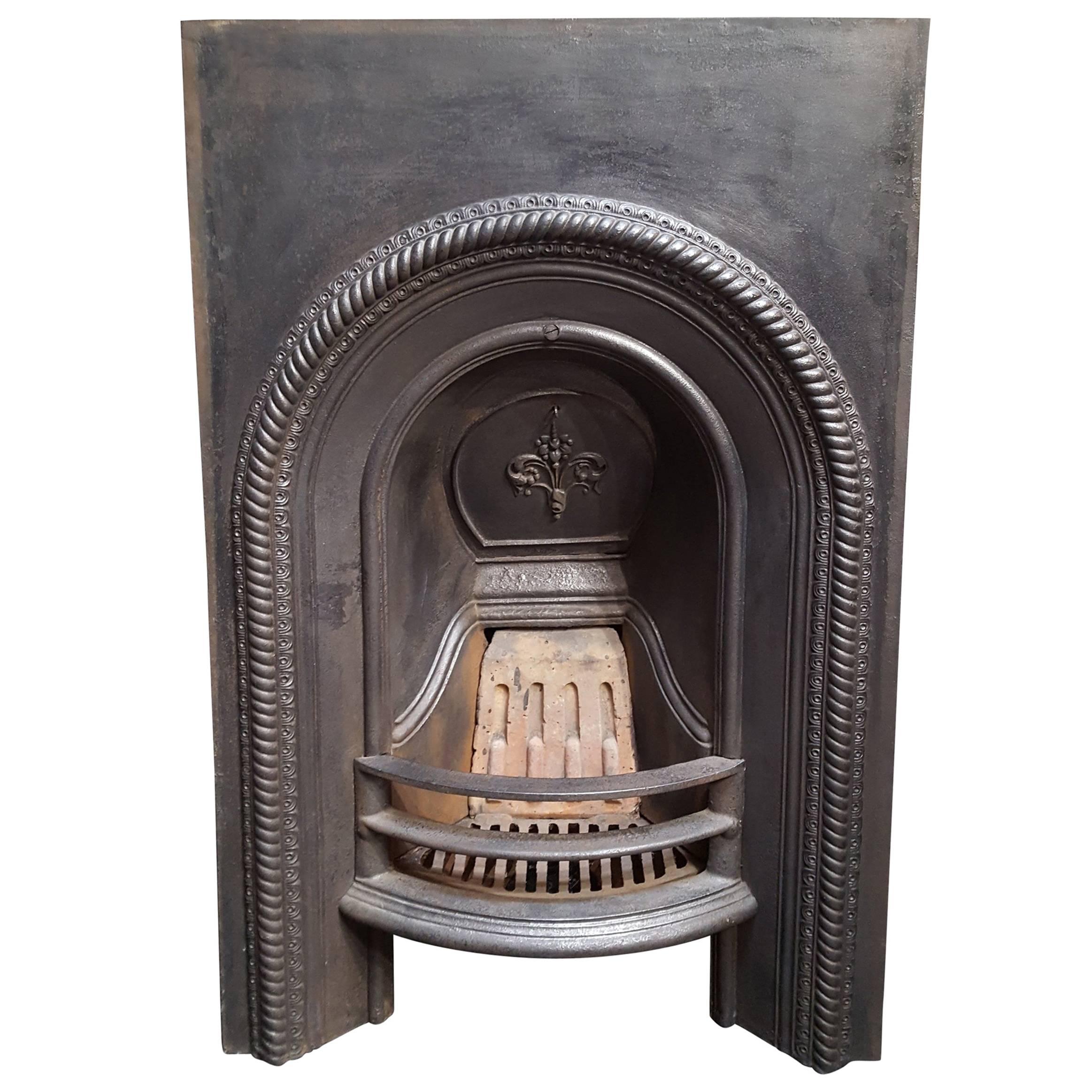 Original Cast Iron English Fireplace, Victorian Bell Arch for a Bedroom For Sale