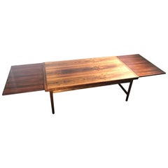 1960 Swedish or Danish Two-Tone Rosewood Coffee Table with Extended Trays