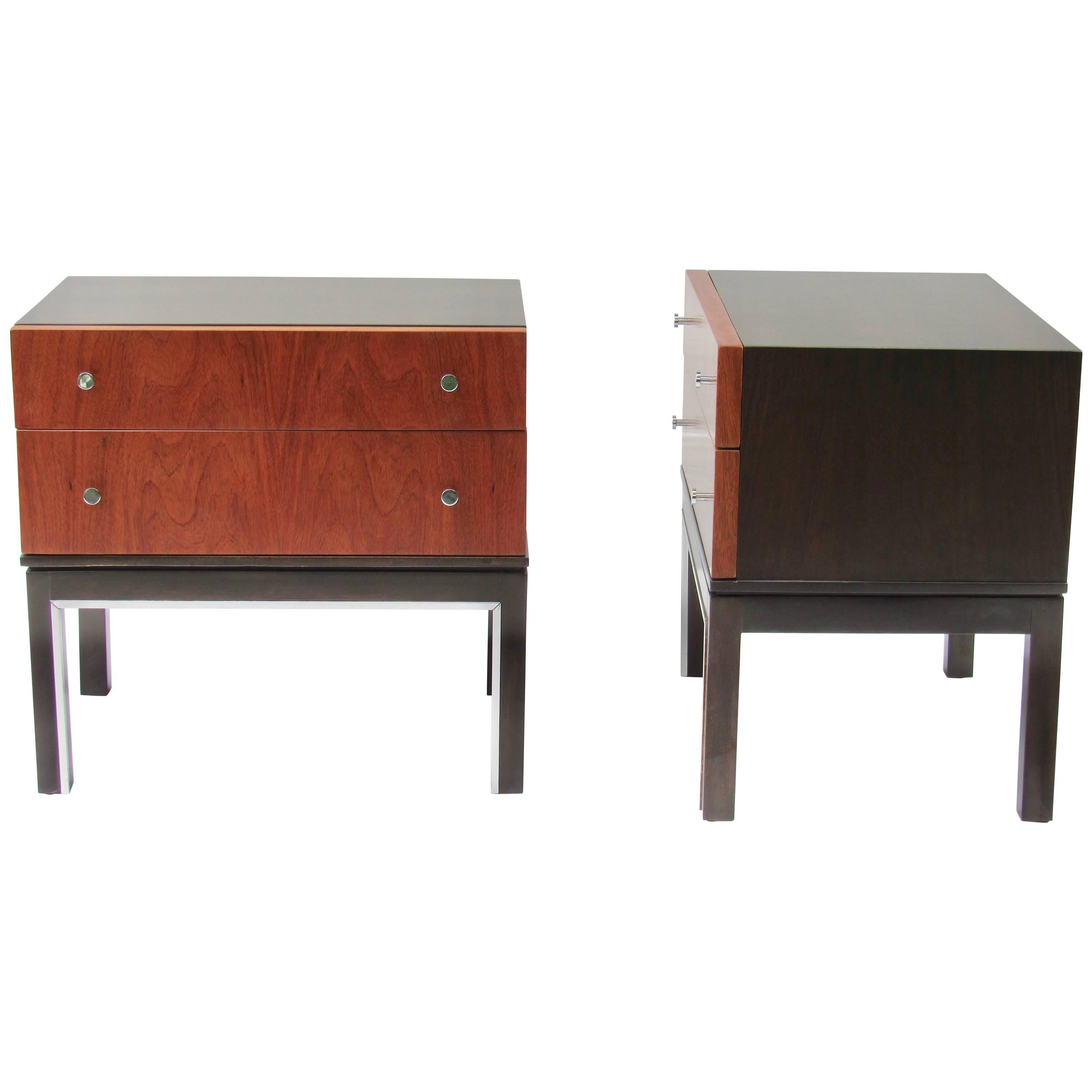 Merton Gershun Two-Toned Walnut End Tables for American of Martinsville