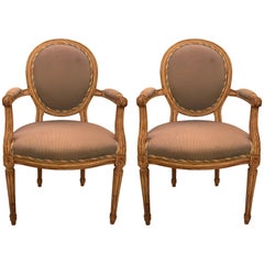 Pair of Maison Jansen Classic Louis XVI Style Armchairs