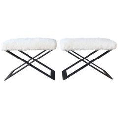 Pair of
X
Steel-Base Stools with Shearling Upholstery Pair of
X
Steel-Base Stools with Shearling Upholstery