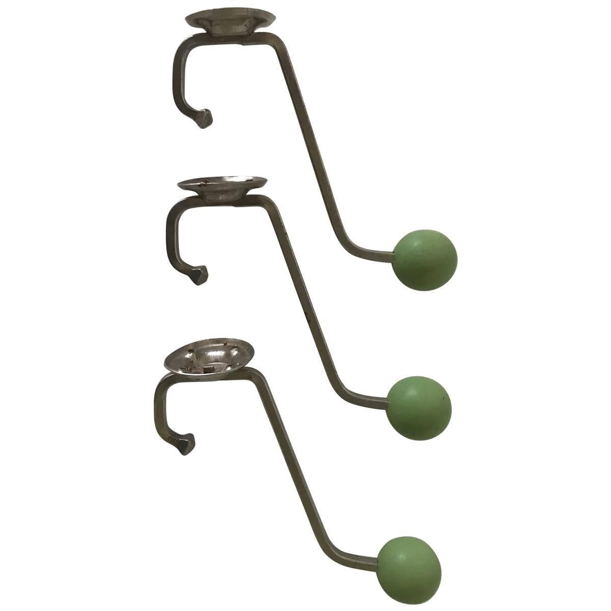 1935, Swedish Art Deco Steel and Bakelite Coat Hangers