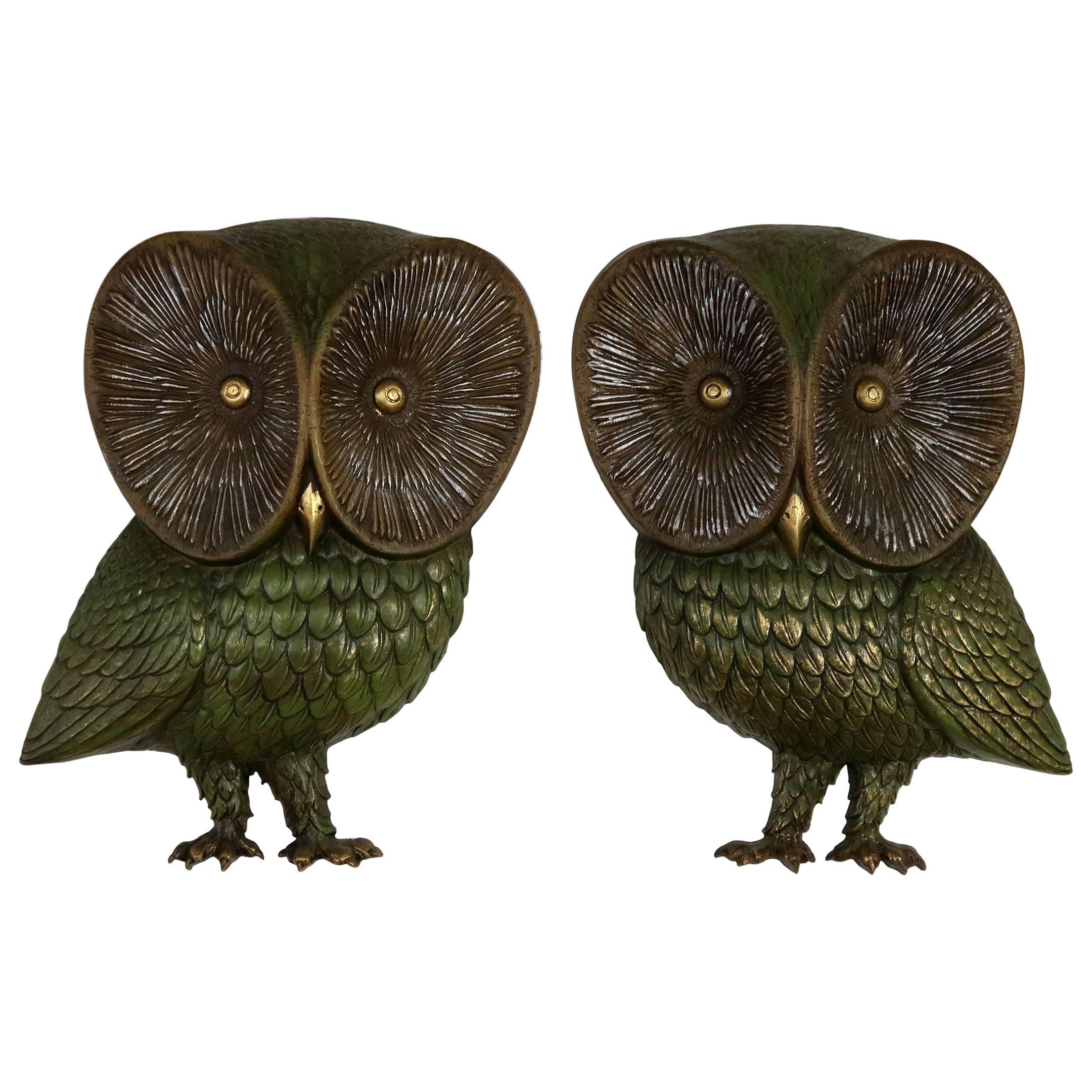 Owl Wall Hanging Sculpture Plaques by Burwood Product Co Mid-Century Modern Pair