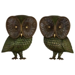 Used Owl Wall Hanging Sculpture Plaques by Burwood Product Co Mid-Century Modern Pair