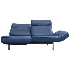 De Sede DS 450 Designer Leather Sofa Blue Relax Function Two-Seat Modern 2