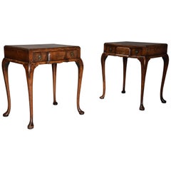 Pair of Early 20th Century Queen Anne Style Freestanding Walnut Side Tables