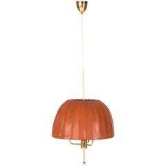 Leather and Brass Pendant Lamp by Hans-Agne Jakobsson