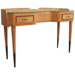 Italian Mid-Century Console Maple Wood Elegant Form 12