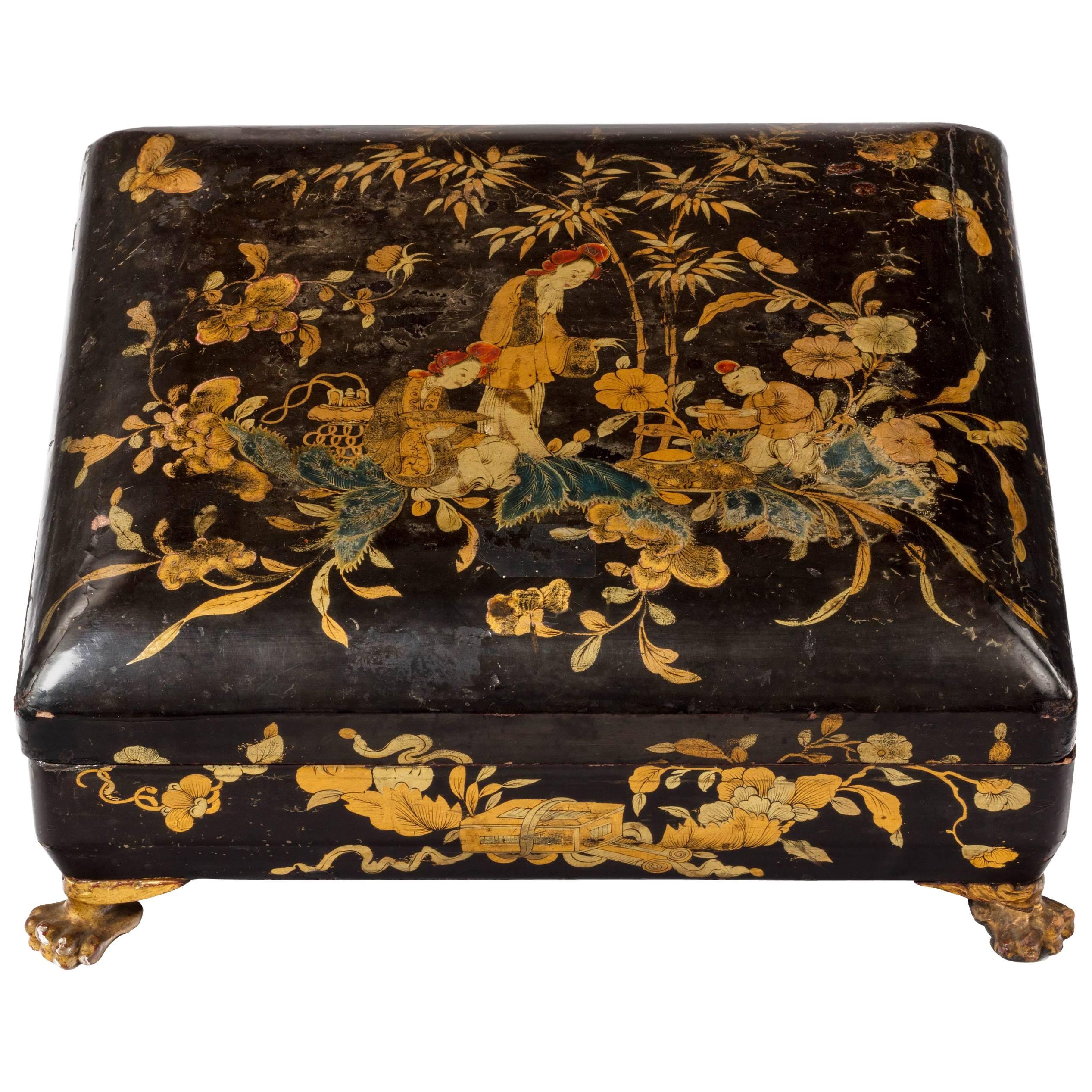 Late 19th Century Chinese Lacquered Games Box