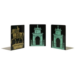 Group of Three Bookends by Fornasetti Metal Vintage, Italy, 1960s