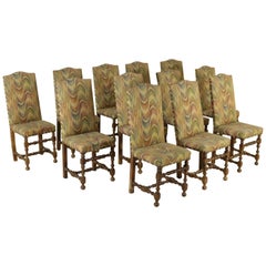 Group of 12 Chairs Walnut Manufactured in Italy, Early 18th Century
