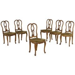 Group of Six Baroque Revival Chairs Walnut Manufactured in Italy Group of Six Baroque Revival Chairs Walnut Manufactured in Italy