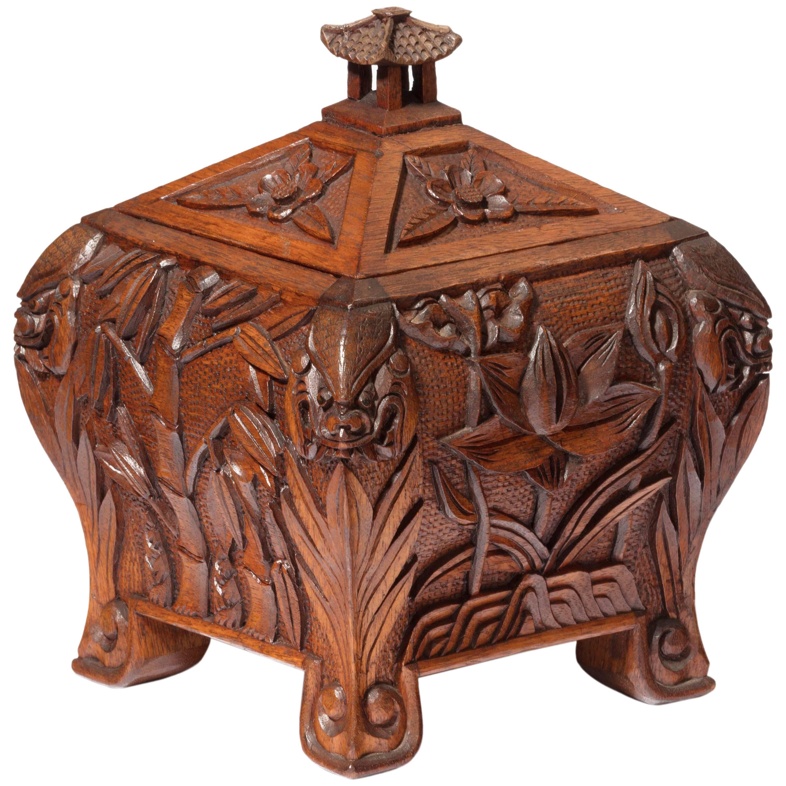 Late 19th Century Chinese Wooden Tea Caddy