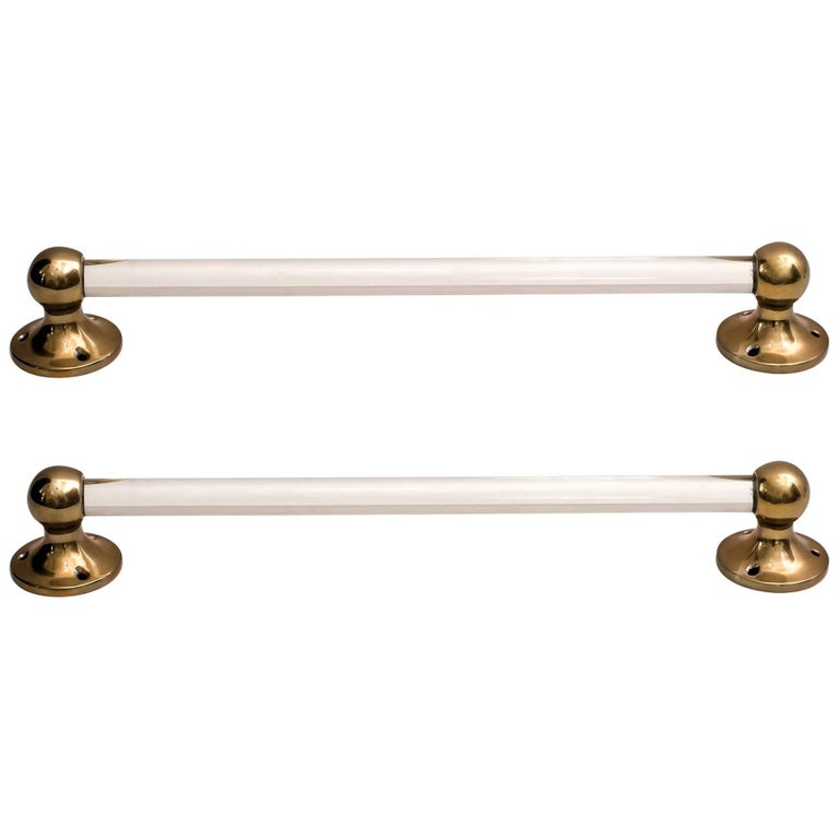 Two Towel Holder Brass and Glass at 1stdibs