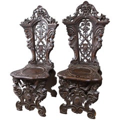 Rare Pair of Renaissance Sgabelli 'Side Chairs' 10