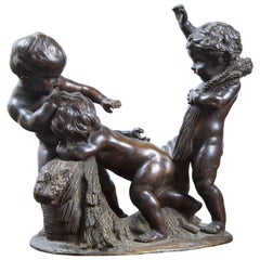 18th Century French Cast Bronze of Three Children