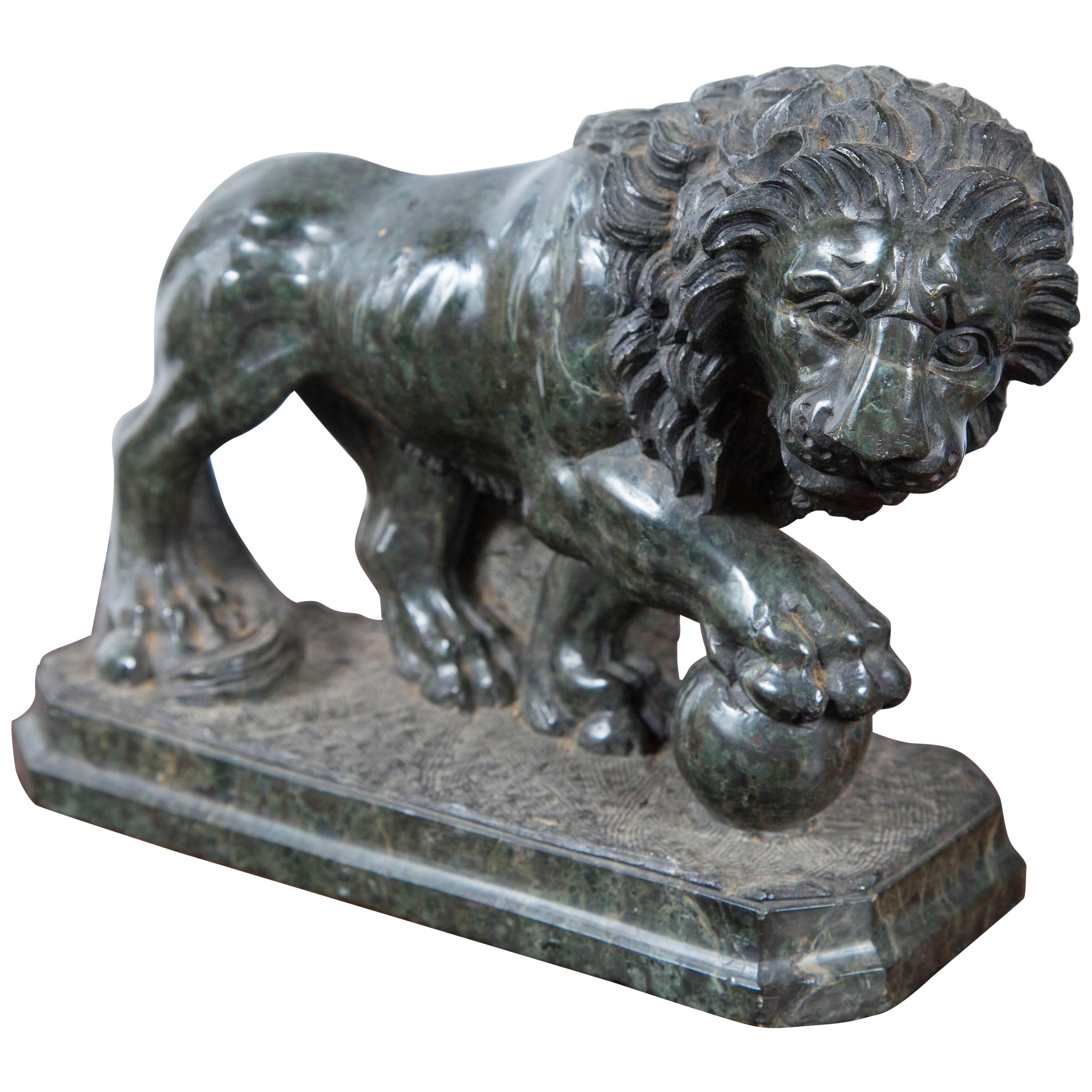 Solid Marble Statue of a Medici Lion
