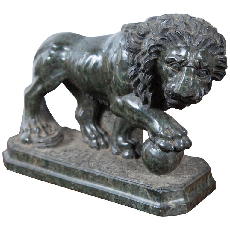 Solid Marble Statue of a Medici Lion at 1stDibs