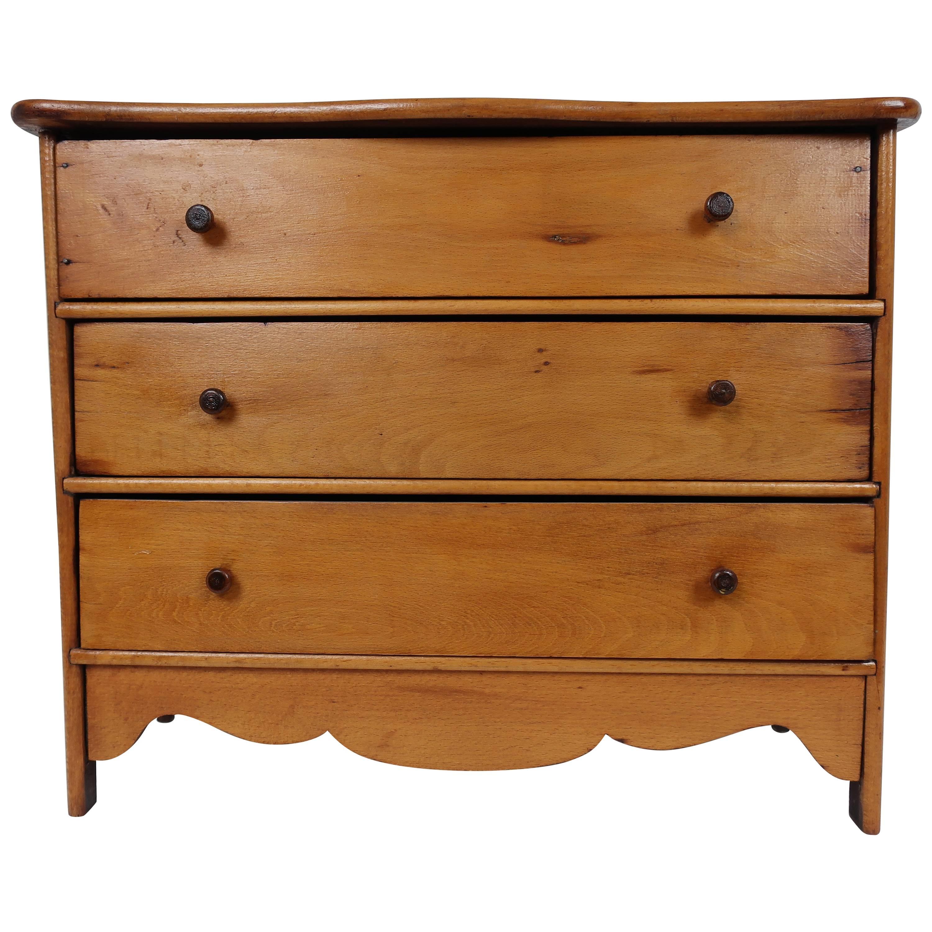 Early 19th Century American Miniature Pine Chest of Drawers