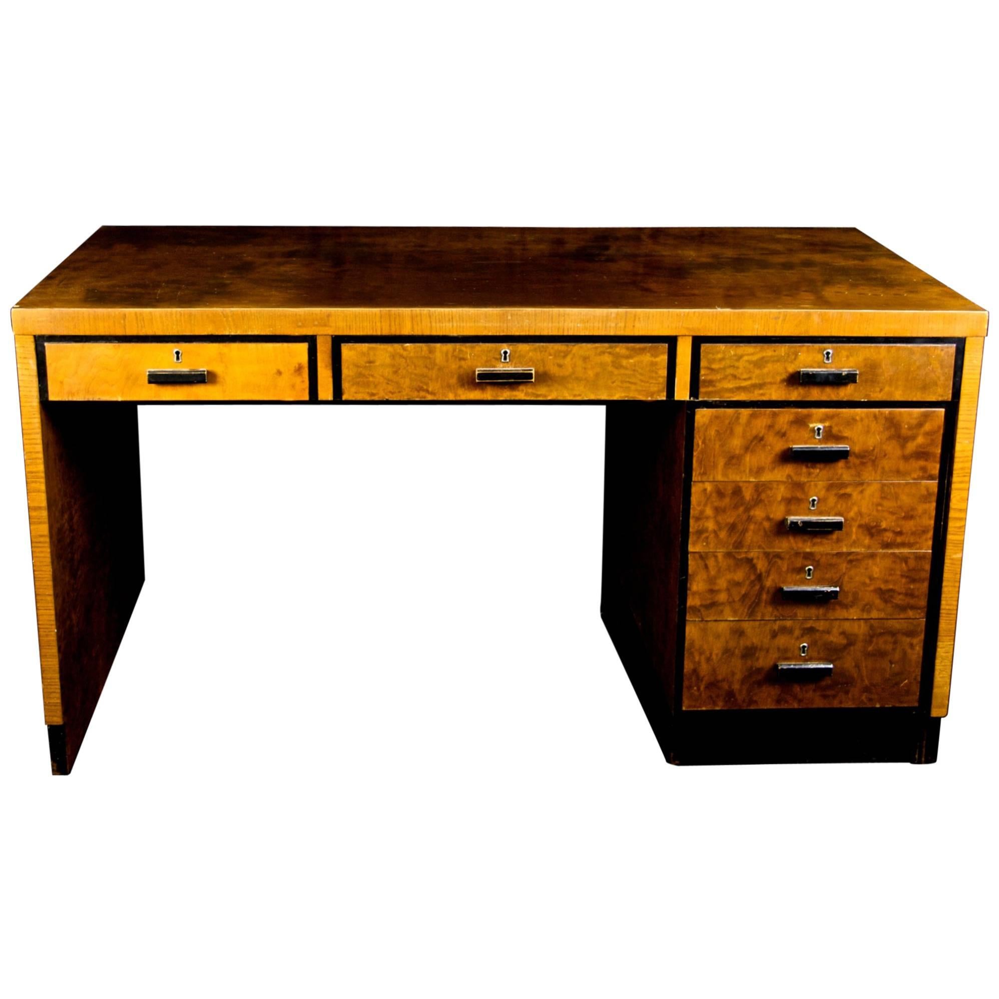 Biedermeier Partners Desk French Polish Ormolu Style Detail Early 20th Century 