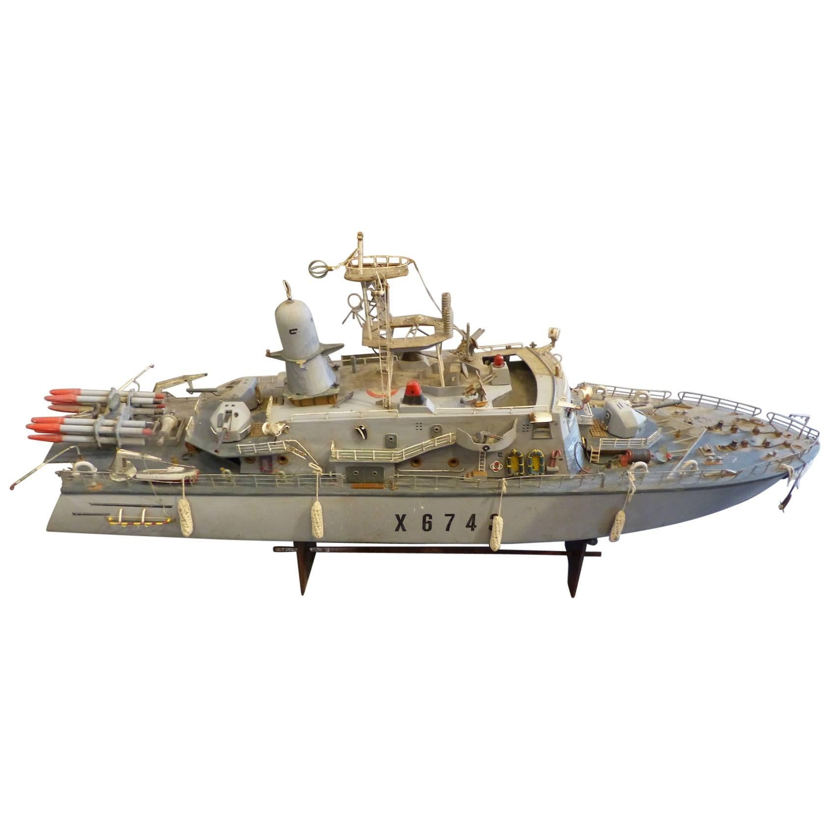 Beautiful Warship Model, circa 1960 For Sale