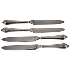 Walker & Hall, Sheffield, English Aesthetic Silver Plate Fruit Knives, S/4