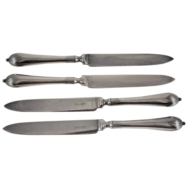 Walker and Hall, Sheffield, English Aesthetic Silver Plate Fruit Knives