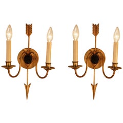 Pair of French Bronze Empire Style Wall Sconces